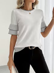 Women's Casual Crew Neck Color Block T-Shirt - Jersey Blend, Polyester 30%, Viscose 70%, Short Sleeve, Regular — view 1