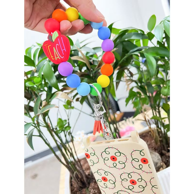 New Cartoon Apple Keychain, Creative Handmade Beaded Pendant Bracelet for Women, Unique Bag Accessory — view 12