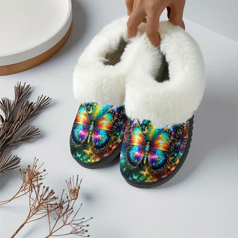 [Cozy Butterfly Slippers] Slippers 1pair, Colorful Butterfly - Patterned Slippers Cozy Slip-On Slippers - Soft — view 9