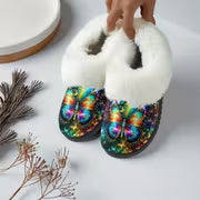 [Cozy Butterfly Slippers] Slippers 1pair, Colorful Butterfly - Patterned Slippers Cozy Slip-On Slippers - Soft — view 2
