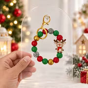 Christmas Reindeer Silicone Beaded Wristlet Keychain, Reindeer Key Ring And Car Key Holder for Women, Bag Charm — view 3