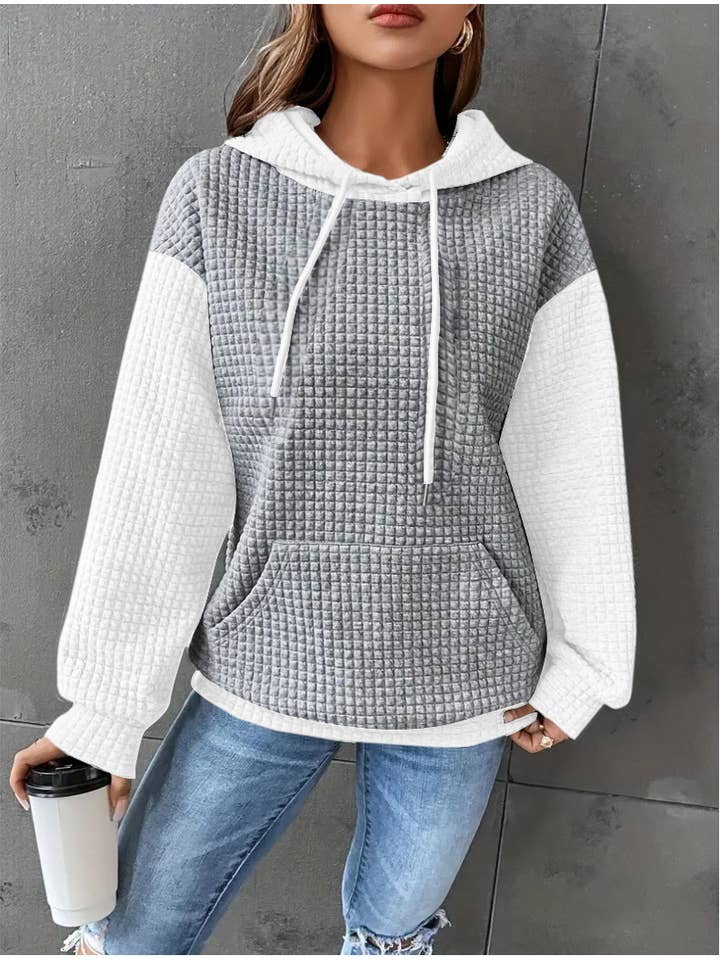 Loose Contrast Pocket Hoodie Sweatshirt
