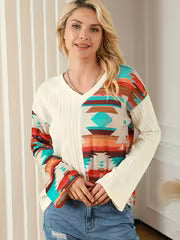 [Women's Top] Autumn Winter New Homecoming Back-To- Pullover Women's Top Individual Sweater Patchwork Printed — view 2