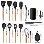 15pcs Silicone Utensil Set - Non-Stick Cooking Utensils with Wooden Handle & Storage Bucket - Apartment & Dorm — view 2