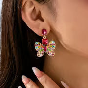 1 Pair Y2K Fashion Sweet Cool Girly Style Colored Rhinestone Butterfly Women'S Stud Earrings, Suitable for Music — view 3