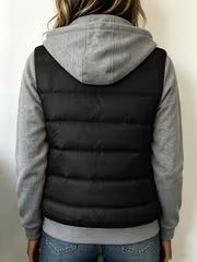 Women's Fashion Patchwork Color-Block Quilted Jacket, Long Sleeve Hooded Winter Jacket, an Essential for Autumn — view 5
