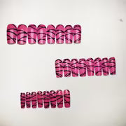 24pcs Press-On Nails Suitable for Daily Wear & Special Occasions - Pink Matte Base with Black Diagonal Stripe — view 2