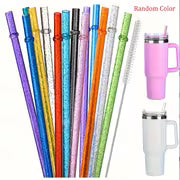 13pcs, Straw, Plastic Straw, Straw with Cleaning Brush, Reusable Straw for Milk Water Roostertail Drinking — view 7