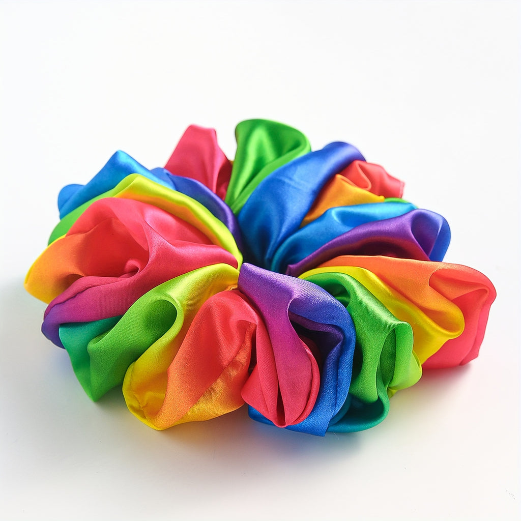 1pc Rainbow Color Large Intestine Hair Loop Elastic Hair Rope Trendy Hair Styling Accessories For Women And daily wear Wear