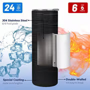 1pc 20oz Black Wood Grain Stainless Steel Insulated Travel Mug with Lid, Leakproof BPA Free, Keeps Drinks Hot & — view 4