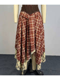 The Movement Is The Point | Preppy Dual-Layer Tartan Maxi Skirt