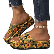 Summer Fashion New Style Thick Soled Anti-slip Flower Butterfly Pattern Women's Outdoor Casual One-strap Beach — view 10