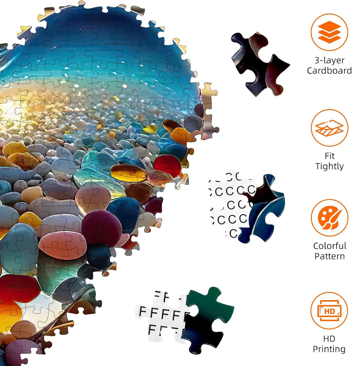 Jigsaw Puzzles for Adults 1000 Pieces, Love Pebbles Beach Puzzle, Impossible Difficult Hard Fun 1000 Piece Jigsaw Puzzles for Adults