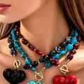 Heart Pendant Beaded Necklace — view 1