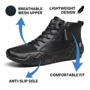 GREKS Side Zipper Lace Up Mid Top Casual Boots for Men Comfortable Anti-Slip Walking Footwear — view 3