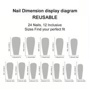 24pcs Medium Long Coffin Press on Nails - French Style Glossy Fake Nails Reusable Artificial Nails for Women — view 6