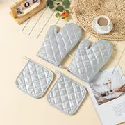 4Pcs Oven Mitts with Pot Holders， Heat Resistant Cotton Microwave Gloves， Kitchen Mitts for Baking Cooking BBQ — view 9