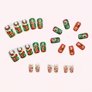 24pcs Christmas Edition Reindeer with Falling Snow Christmas Candy Deer Press-On Detachable Artificial Nails — view 3