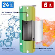 1pc 20Oz Rainbow Polka Dot Stainless Steel Insulated Tumbler with Lid, Leakproof BPA Free Travel Coffee Mug — view 4