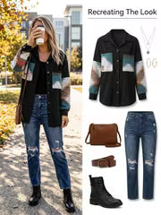 Geographic Print Pocket Corduroy Jacket — view 7