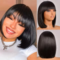 Fashionable Bob Short Wig, Black with Brown Highlights, Made of Soft And Heat-Resistant Synthetic Fiber, Suitable for Women'S Daily Wear