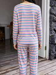 Autumn Winter New Colored Striped Pajama Women'S 2pcs Set, Long Sleeve Long Pants Soft Comfortable Home — view 5