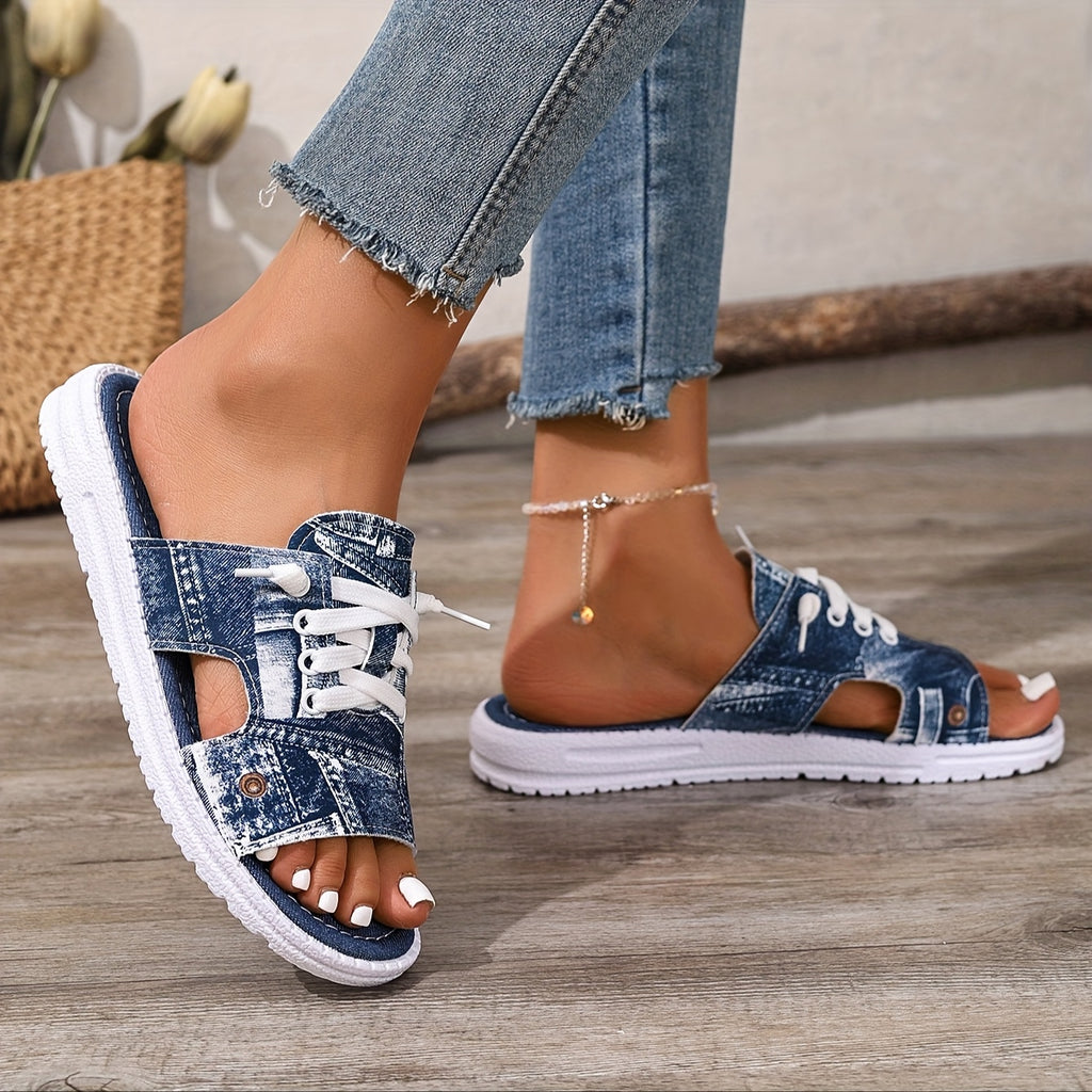 Elegant Women Shoes Classy Lady Shoes Women's Geometric Beach Sandals - Slip-Open-Toe Mules with Flat Sole