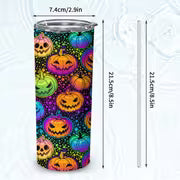 1pc 20Oz Colorful Halloween Pumpkin Pattern Stainless Steel Insulated Tumbler Coffee Office Travel Mug with Lid — view 3
