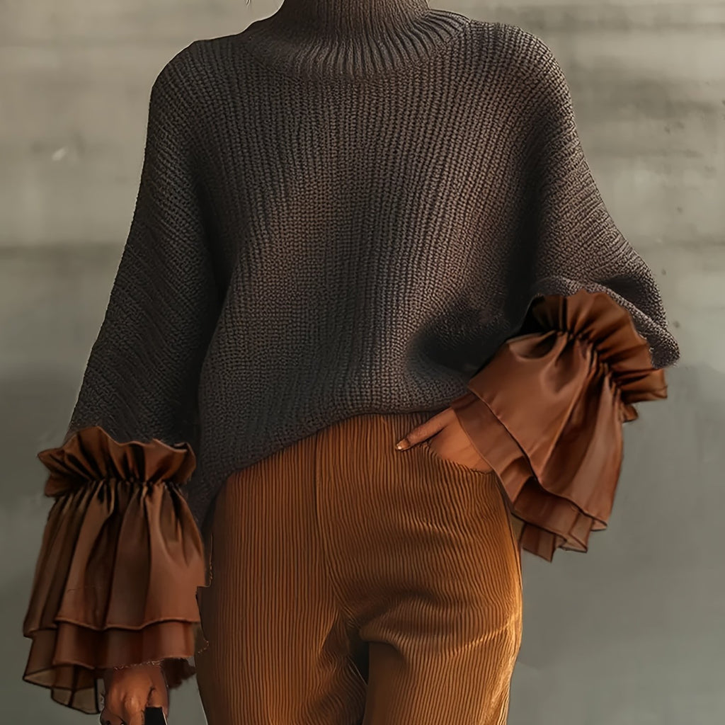 Women'S Elegant Fashion High-Neck Long Sleeve Sweater with