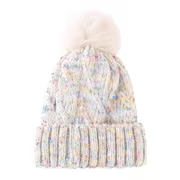 Women'S Winter Beanie Hat with Large Fluffy Pom Pom, Speckled Multicolor Tweed Effect Cuffed Skull Cap, Retro — view 6