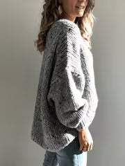 2026 Fall Winter New Women Chunky Sweater, Hollow Out Speckled Oversized Long Sleeve Pullover, Lazy French Style — view 3