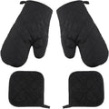 4Pcs Oven Mitts with Pot Holders， Heat Resistant Cotton