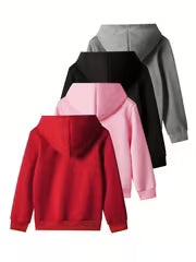 4pcs Set Girls' Long Sleeve Sweatshirt, Hoodie for Casual and Outdoor Wear, Ideal for Spring and Autumn Outings — view 2