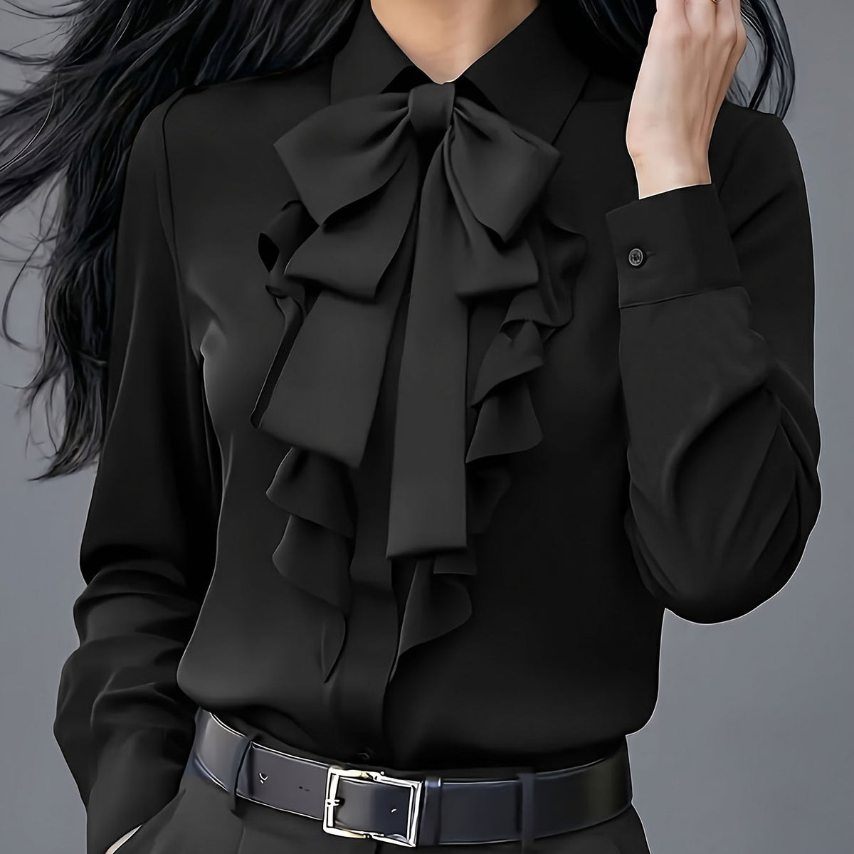 [Ruffle Blouse] Women's Blouse with Ruffle Design and Bow
