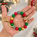 Christmas Reindeer Silicone Beaded Wristlet Keychain, Reindeer Key Ring And Car Key Holder for Women, Bag Charm — view 1