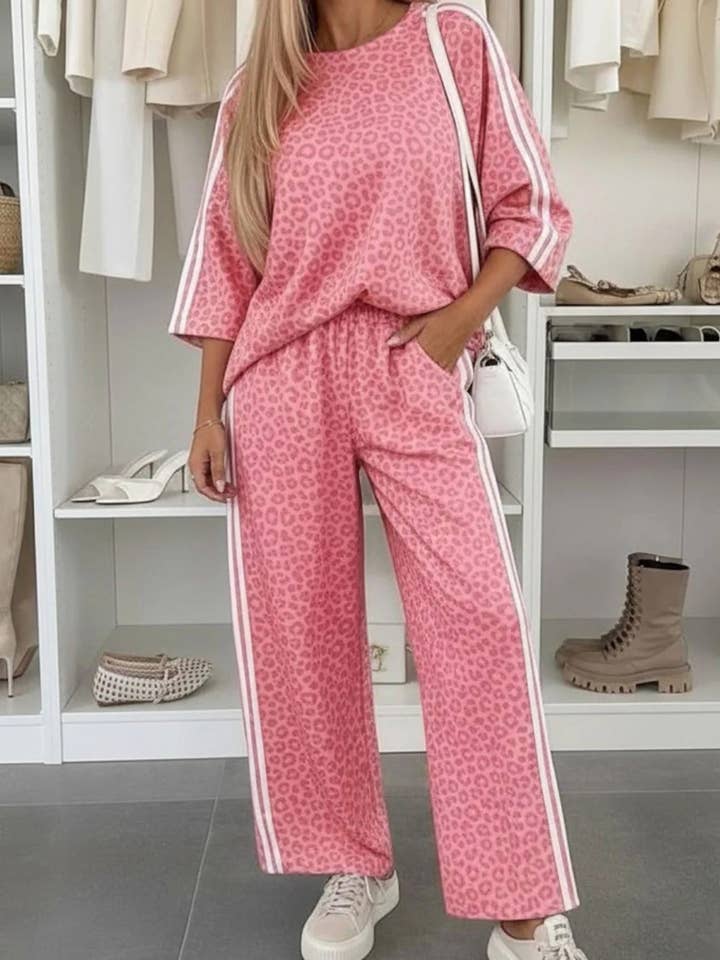 Leopard Varsity Stripe Pant Set