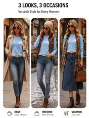Women's Pullover Sweater with 3D Bow Appliqué Embroidery, Round Neck, Long Sleeves, Regular Fit, Casual Daily — view 5