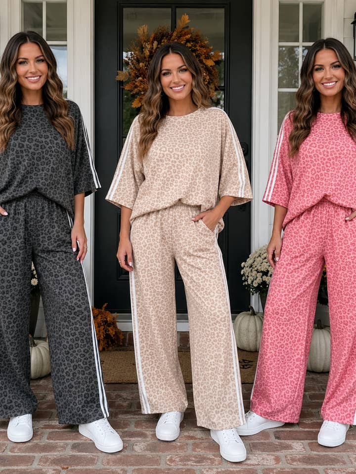Leopard Varsity Stripe Pant Set
