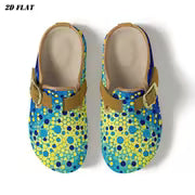 Vibrant Abstract Overlapping Circles Print Women'S Clogs And Mules, Psychedelic Modern Art Dotted Design in Blue — view 8