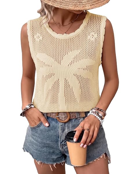 Womens Summer Tops Crewneck Short Sleeve Hollow Out Sweaters Dressy Casual Blouses, Work Office Shirts, All Year — view 13
