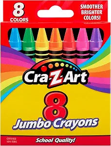 Cra-Z-Art 8ct Jumbo Crayons for Children, Back to School Essential for Ages 3 and Up