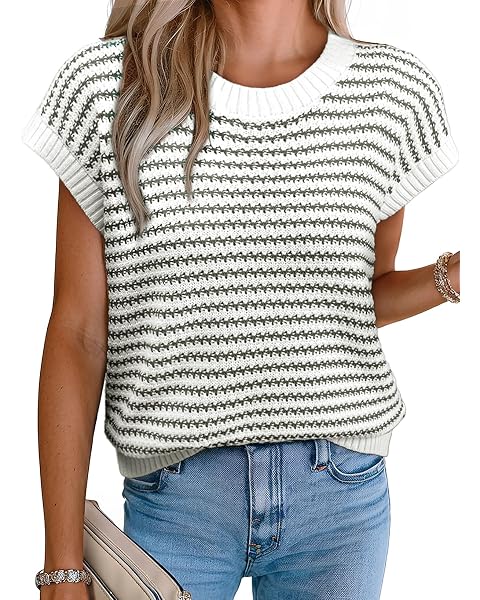 Womens Summer Tops Crewneck Short Sleeve Hollow Out Sweaters Dressy Casual Blouses, Work Office Shirts, All Year — view 11