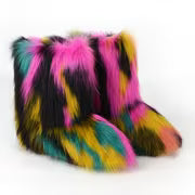 New Long Boots, Furry Boots for Women, Snow Boots, Winter Plush, Unique Mid-Calf Colorful faux fur Boots — view 1