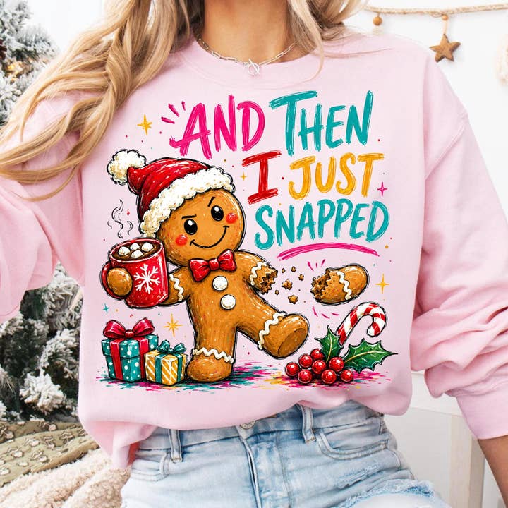 Sassy Gingerbread Man Christmas Sweatshirt, Snapped Off — view 2