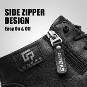 GREKS Side Zipper Lace Up Mid Top Casual Boots for Men Comfortable Anti-Slip Walking Footwear — view 2
