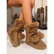 Women's Winter Plush Warm Boots- Non-slip Rubber Soles, Soft Fabric Linings- Warm Ankle Boots Suitable for Cold — view 1