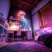 4 Light Strips+projection Light, Portable USB Marine Creature Projection Night Light - Replaceable Ocean Pattern — view 8