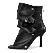 Women'S Faux Knee-High Stiletto Party Boots With, Detachable Fold-Over Cuff, Stud Details, And Back Zipper — view 5