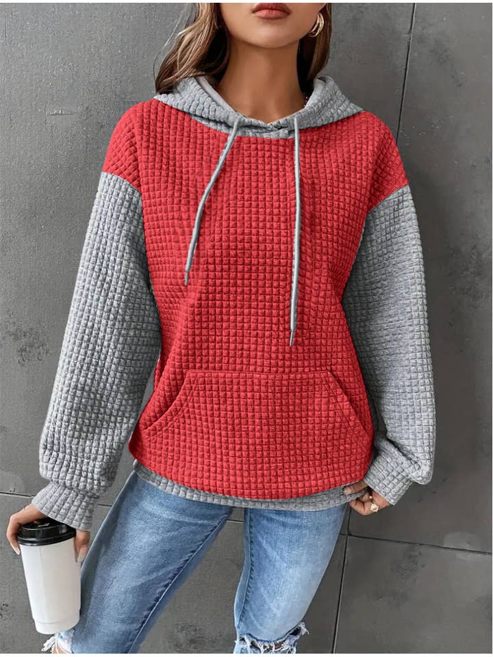 Loose Contrast Pocket Hoodie Sweatshirt