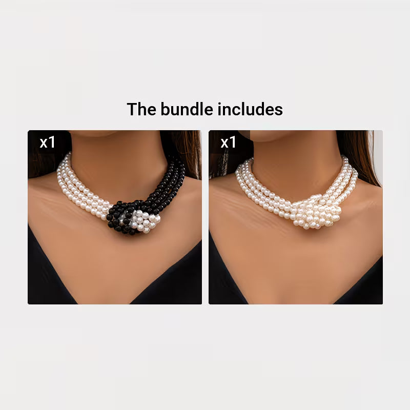 Women's Vintage French Layered choker Necklace with Imitation Imitation Pearl - Multi-Layer Minimalist Beaded Collar Chain for Daily Wear & Parties, Year-Round Elegant Gift Suitable for Weddings, Proms, Special Events
